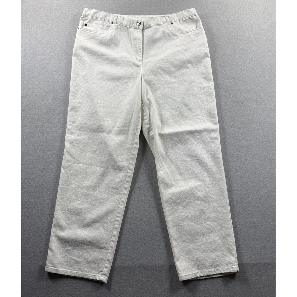 Ruby Rd. Pants Womens 18 White Twill‎ Straight Leg Elastic Waist Stretch Casual